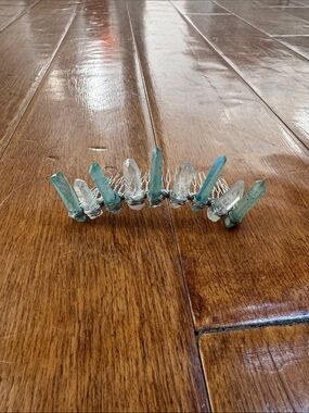 Crystal Point Wire-Wrapped Hair Comb in Aqua and Clear